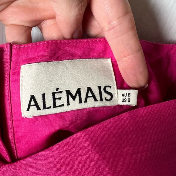 ALEMAIS Pink Ruffle Blouson 3/4 Sleeve Blaire Peplum Crop Top Fuchsia 2 - Picture 9 of 10